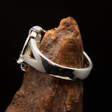 Excellent Crafted Mad Men's Two-Tone Matte Sterling Silver Gaga Ring - BikeRing4u