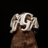 Excellent Crafted Mad Men's Two-Tone Matte Sterling Silver Gaga Ring - BikeRing4u