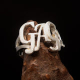 Excellent Crafted Mad Men's Two-Tone Matte Sterling Silver Gaga Ring - BikeRing4u