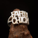 Excellent Crafted Sterling Silver Two-Tone Matte Party Chick Ring - BikeRing4u