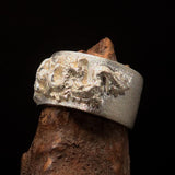 Excellent crafted Men's Two-Tone Matte Sterling Silver Two Dragon Ring - BikeRing4u