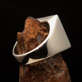 Perfectly crafted Men's Chess Player Ring Two-Tone Matte King's Crown - Sterling Silver - BikeRing4u