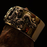 Excellent crafted Men's Two Dragon Ring - Solid Brass - BikeRing4u