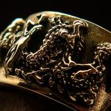 Excellent crafted Men's Two Dragon Ring - Solid Brass - BikeRing4u