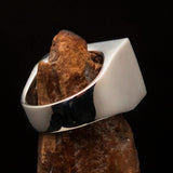 Perfectly crafted Men's Ring Flag of Canada - Two-Tone Matte Sterling Silver - BikeRing4u