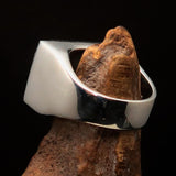 Perfectly crafted Men's Ring Flag of Canada - Two-Tone Matte Sterling Silver - BikeRing4u