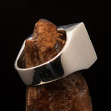 Perfectly crafted Men's Ring Flag of Greece - Two-Tone Matte Sterling Silver - BikeRing4u