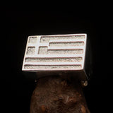 Perfectly crafted Men's Ring Flag of Greece - Two-Tone Matte Sterling Silver - BikeRing4u