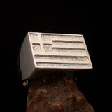 Perfectly crafted Men's Ring Flag of Greece - Two-Tone Matte Sterling Silver - BikeRing4u