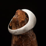 Perfectly crafted Men's round Flag Ring Cambodia - Two-Tone Matte Sterling Silver - BikeRing4u