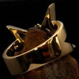 Excellent crafted Men's Ring Goat Head Pentagram - Solid Brass - BikeRing4u