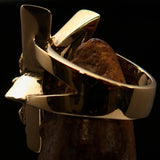 Excellent crafted Men's Ring Goat Head Pentagram - Solid Brass - BikeRing4u