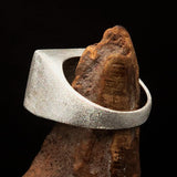 Perfectly crafted Men's rectangle Flag Ring Cambodia - Two-Tone Matte Sterling Silver - BikeRing4u