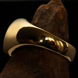 Perfectly crafted Men's Solid Line Pentagram Ring Green - Brass - BikeRing4u