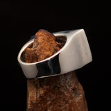 Perfectly crafted Men's Ring Flag of Georgia - Two-Tone Matte Sterling Silver - BikeRing4u