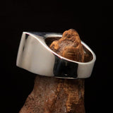 Perfectly crafted Men's Ring Flag of Georgia - Two-Tone Matte Sterling Silver - BikeRing4u