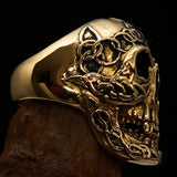 Excellent crafted Men's Celtic Skull Ring - Solid Brass - BikeRing4u
