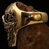 Excellent crafted Men's Celtic Skull Ring - Solid Brass - BikeRing4u