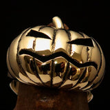 Excellent crafted Halloween Men's Pumpkin Ring - Solid Brass - BikeRing4u