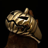 Excellent crafted Halloween Men's Pumpkin Ring - Solid Brass - BikeRing4u
