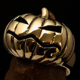 Excellent crafted Halloween Men's Pumpkin Ring - Solid Brass - BikeRing4u