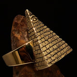 Excellent crafted Men's All Seeing Eye on Pyramid Ring - Solid Brass - BikeRing4u