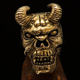 Excellent crafted Men's horned Devil Ring - Solid Brass - BikeRing4u