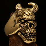 Excellent crafted Men's horned Devil Ring - Solid Brass - BikeRing4u