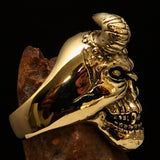 Excellent crafted Men's horned Devil Ring - Solid Brass - BikeRing4u