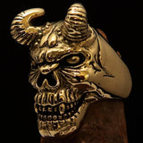 Excellent crafted Men's horned Devil Ring - Solid Brass - BikeRing4u
