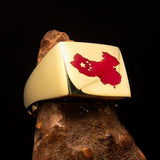 Excellent crafted Men's Chinese Flag Ring China - Solid Brass - BikeRing4u