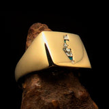 Excellent crafted Men's National Flag Ring Israel - solid Brass - BikeRing4u