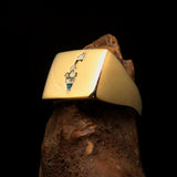 Excellent crafted Men's National Flag Ring Israel - solid Brass - BikeRing4u