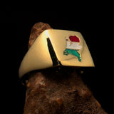 Excellent crafted Men's Dutch Flag Ring Holland / Netherlands - Solid Brass - BikeRing4u