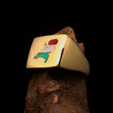 Excellent crafted Men's Dutch Flag Ring Holland / Netherlands - Solid Brass - BikeRing4u