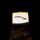 Excellent crafted Men's Cuban Flag Ring Cuba - Solid Brass - BikeRing4u