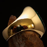 Excellent crafted Men's Aquarius Ring Green Zodiac - Solid Brass - BikeRing4u