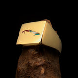 Excellent crafted Men's Cuban Flag Ring Cuba - Solid Brass - BikeRing4u