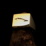 Excellent crafted Men's Cuban Flag Ring Cuba - Solid Brass - BikeRing4u