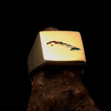 Excellent crafted Men's Cuban Flag Ring Cuba - Solid Brass - BikeRing4u