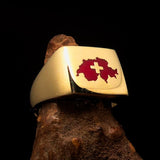 Excellent crafted Men's Swiss Flag Ring Switzerland - Solid Brass - BikeRing4u