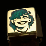 Excellent crafted Men's Joker Ring Green Harlequin - Solid Brass - BikeRing4u