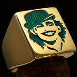 Excellent crafted Men's Joker Ring Green Harlequin - Solid Brass - BikeRing4u