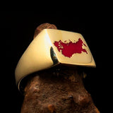 Excellent crafted Men's USSR CCCP Flag Ring Soviet Union - Solid Brass - BikeRing4u