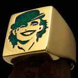 Excellent crafted Men's Joker Ring Green Harlequin - Solid Brass - BikeRing4u