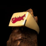 Excellent crafted Men's USSR CCCP Flag Ring Soviet Union - Solid Brass - BikeRing4u