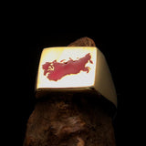 Excellent crafted Men's USSR CCCP Flag Ring Soviet Union - Solid Brass - BikeRing4u