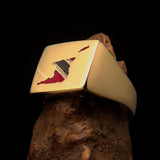 Excellent crafted Men's National Flag Ring Trinidad and Tobago - Solid Brass - BikeRing4u