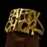 Excellent Crafted Word Ring Party Chick - solid Brass - BikeRing4u