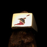 Excellent crafted Men's National Flag Ring Trinidad and Tobago - Solid Brass - BikeRing4u